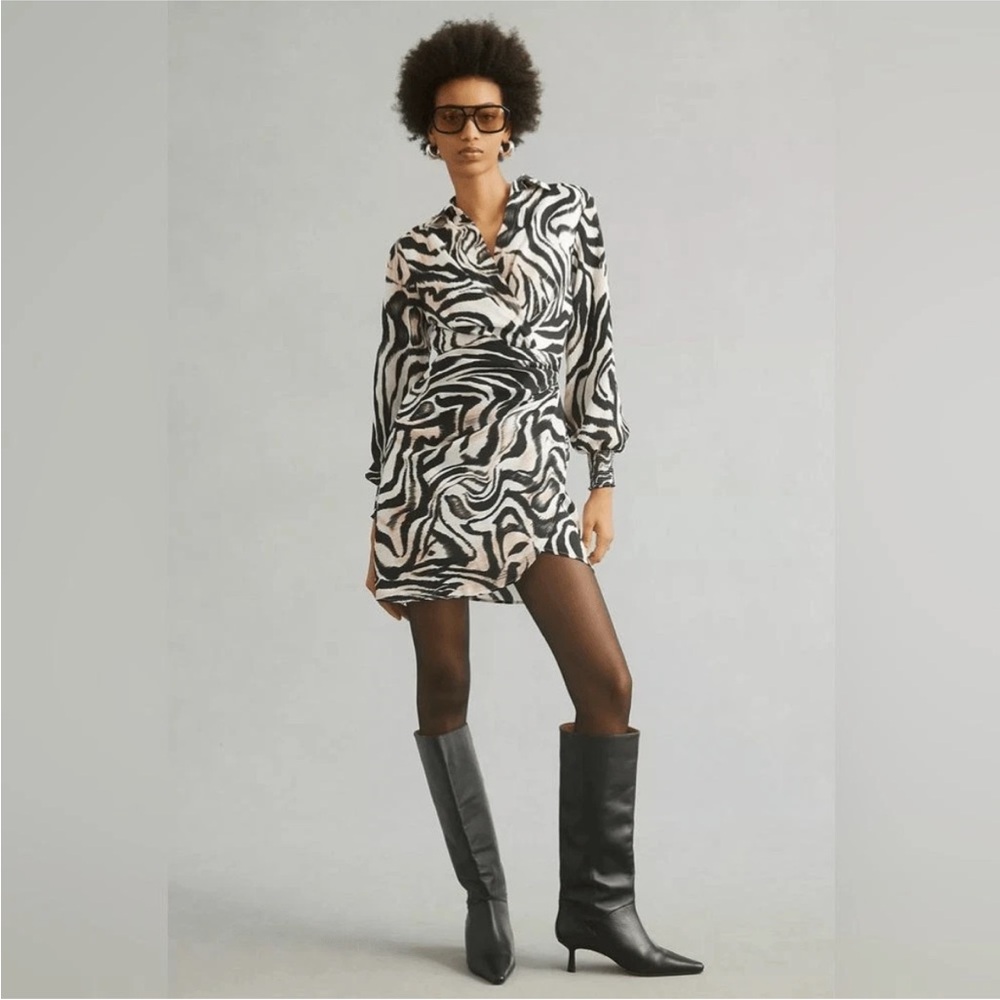 Anthropologie Black and White Zebra Mini Dress